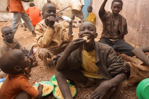 Eating our lentils and loving them! A full tummy is a happy tummy.